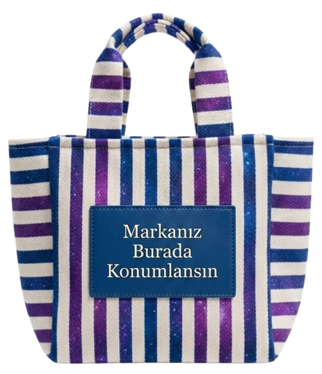 Çizgili desenli halat saplı promosyon plaj çantası